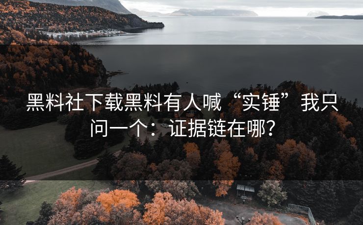 黑料社下载黑料有人喊“实锤”我只问一个：证据链在哪？