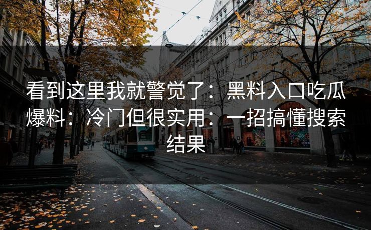 看到这里我就警觉了：黑料入口吃瓜爆料：冷门但很实用：一招搞懂搜索结果