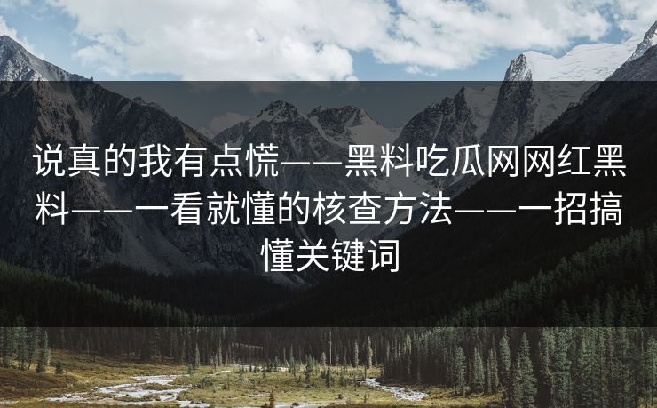 说真的我有点慌——黑料吃瓜网网红黑料——一看就懂的核查方法——一招搞懂关键词