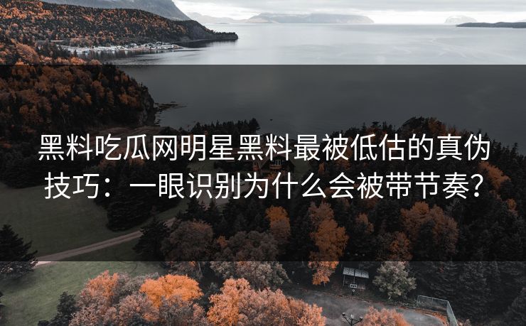 黑料吃瓜网明星黑料最被低估的真伪技巧：一眼识别为什么会被带节奏？