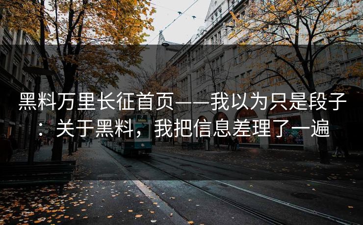 黑料万里长征首页——我以为只是段子：关于黑料，我把信息差理了一遍